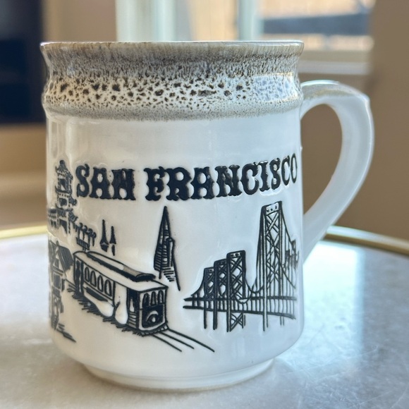 Vtg San Francisco Mug – Drip Glaze, Cable Car & Bridge Design - Picture 3 of 6